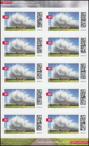 FB 107 Himmelsereignisse: Gewitter, Folienblatt 10x 3617I, postfrisch **