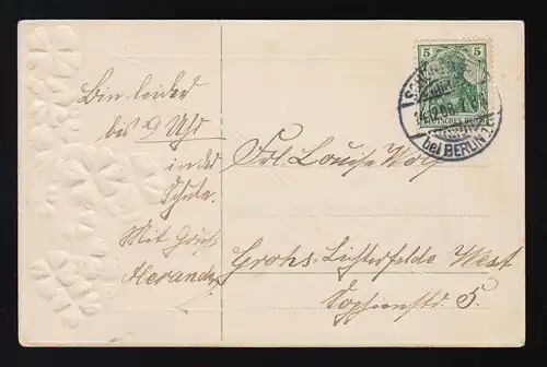 Trèfle vert à quatre feuilles Félicitations pour l'anniversaire de Schöneberg 14.12.1908