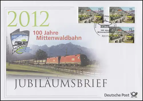 2951 Mittenwaldbahn / Karwendelbahn 2012 - Jubiläumsbrief