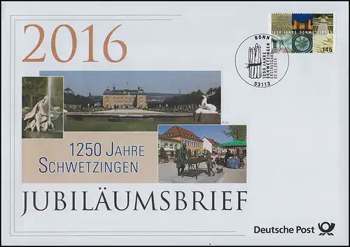3204 1250 ans Schwetzingen 2016 Lettre d'anniversaire
