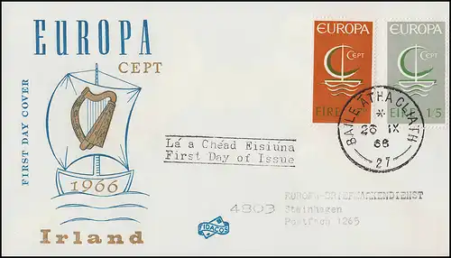 Irlande 188-189 Europe / CEPT 1966 - Set sur les bijoux FDC Dublin 26.9.66