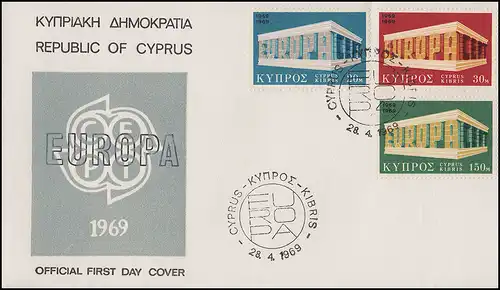 Zypern 319-321 Europa / CEPT 1969 - Satz auf Schmuck-FDC 28.4.69