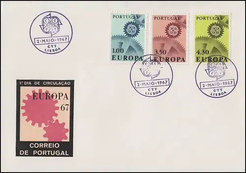 Portugal 1026-1028 EUROPA / CEPT 1967: Satz auf Schmuck-FDC ESSt Lissabon 2.5.67