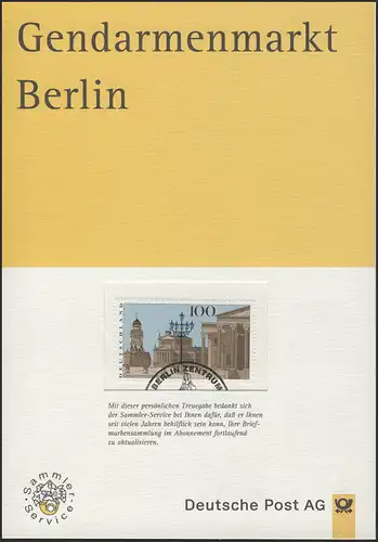 Treuegabe der Post: Gendarmenmarkt Berlin A5-Größe, ESSt 1996