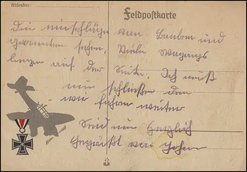 Carte postale de champ de Russie écrite 16.4.1942, sans cachets de lettre et de jour