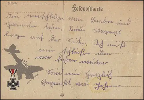 Feldpostkarte aus Russland, geschrieben 16.4.1942, ohne Brief- und Tagesstempel