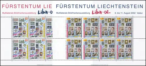 1297-1298 Exposition des timbres LIBA 2002, 2 valeurs, jeu de petites feuilles **