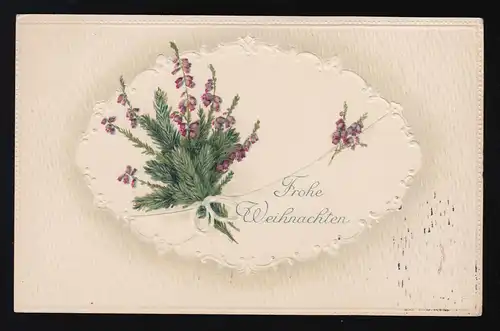 Riz de sapin aux fleurs violettes Joyeux Noël, Cöln après Mariaweiler 24.12.1913