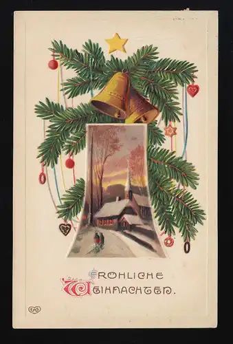 Église du village Bijoux cloches de neige Joyeux Noël Hanovre 25.12.1912