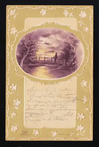 Randonneurs dans la nuit lunaire Artiste de peinture, fleurs blanches, orteil 26.7.1901