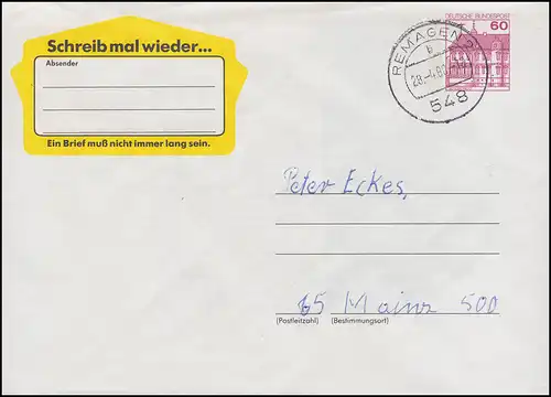 Werbeumschlag WU 1, SWK 60 Pf. mit Werbetext, echte Bedarfs-Verwendung