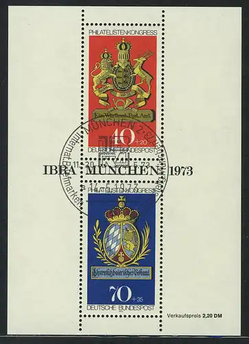 Bloc 9 IBRA 1973, SSt Munich Symbole IBRA 14.5.73