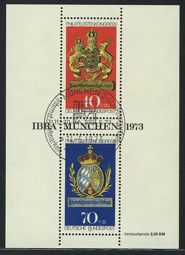 Block 9 IBRA 1973, SSt München IBRA-Symbol 14.5.73