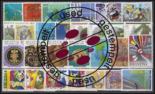 1461-1488 Suisse-Janvier 1992 complet, cacheté