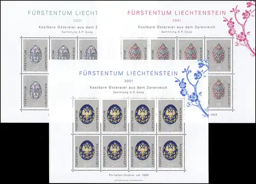 1259-1261 Ostereier aus dem Zarenreich 2001, 3 Werte, Kleinbogen-Satz ** 