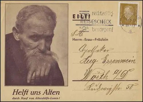 Postkarte Altershilfe-Geldlotterie - Helft uns Alten! MÜNCHEN 27.2.1932