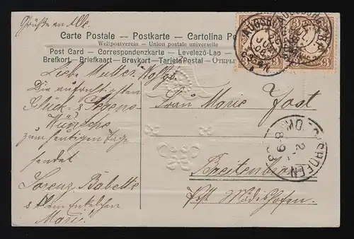 Or Panier Fleurs Cœur Trèfle Félicitations Nomstag Augsburg /Medioshofen 2.7.1908