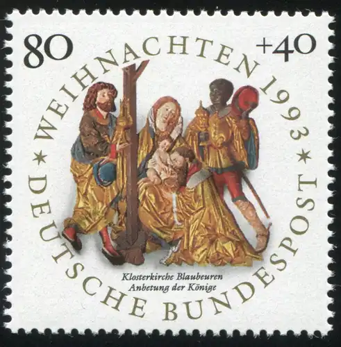 1707 Weihnachten 80 Pf mit PLF kleiner Punkt neben T von DEUTSCHE, Feld 1, **