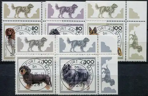 1797-1801 races de chiens 1995: ensemble de timbres complets et centrés ET-O Francfort/Main