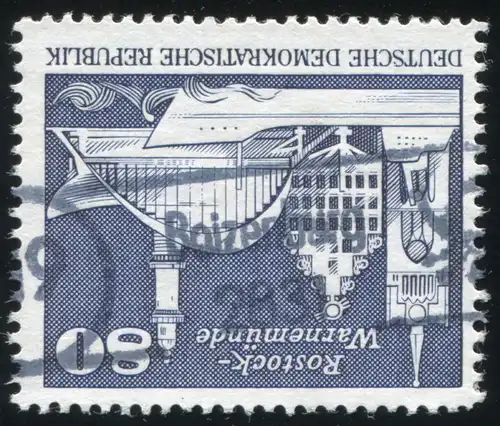 1920 Bauwerk 80 Pf - mit kopfstehendem Poststellen-Stempel 2831 Boizenberg 19 