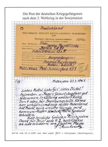 Kriegsgefangenenpost Lager 437 Tscherepowez Russland nach Berlin vom 23.3.1947