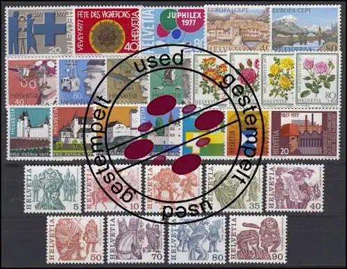 1087-1115 Suisse-Janvier 1977 complet, cacheté