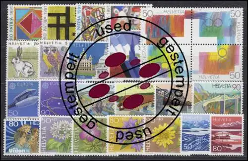 1436-1460 Schweiz-Jahrgang 1991 komplett, gestempelt