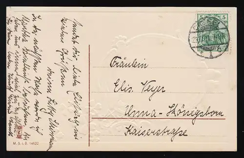 Moulin à vent Médaillon Rotkehlchen Klee Félicitations Nouvel An, Cassel 29.12.1911