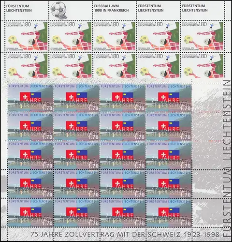 1171-1172 Ereignisse 1998: Zollvertrag und Fußball-WM, Kleinbogen-Satz **