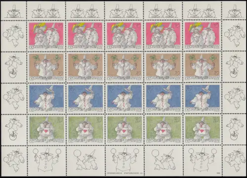 1173-1176 Grußmarken: Spaß am Brief 1998, Zusammendruck-Bogen ** 