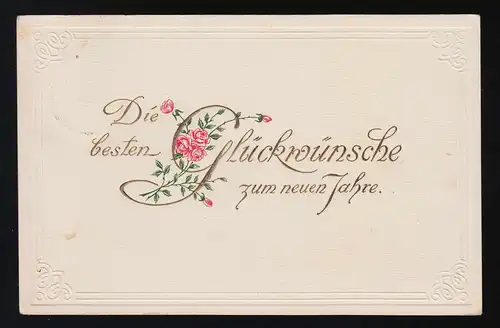 Écriture + Roses Les meilleures félicitations pour la nouvelle année, Mannheim 30.12.1916