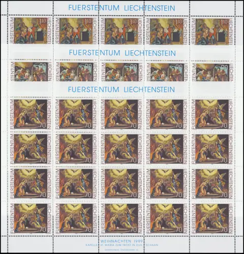 1275-1277 Weihnachten 2001, 3 Werte, Kleinbogen-Satz, postfrisch **