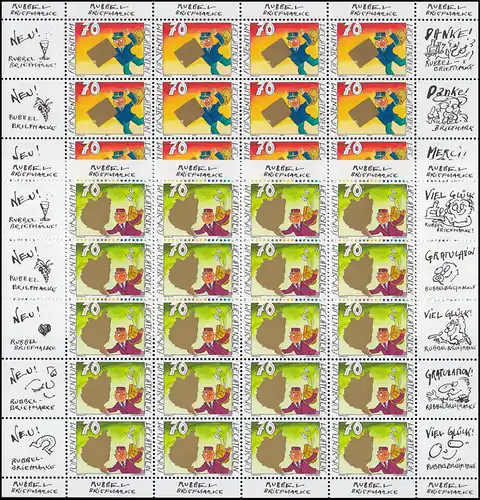 1257-1258 Marques de voeux: Postier 2001, 2 valeurs, jeu de petites feuilles **