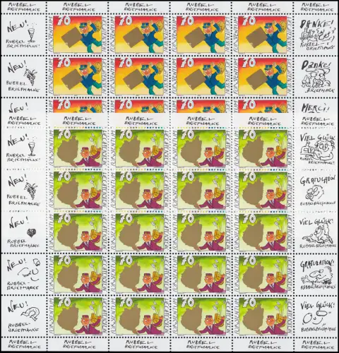 1257-1258 Marques de voeux: Postier 2001, 2 valeurs, jeu de petites feuilles **