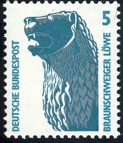 1448 u Sehenswürdigkeiten 5 Pf Löwenstandbild Braunschweig gelbe Gummierung **