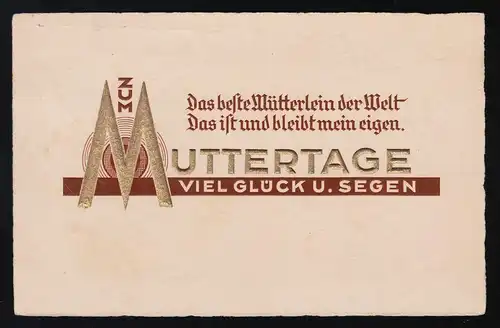 Zum Muttertage viel Glück und Segen, Goldschrift, nach Wien über Graz 6.5.1932