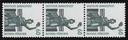 1341u SWK gelbe Gum. 60 Pf 300er-Rolle, 3er-Streifen + Nr. **