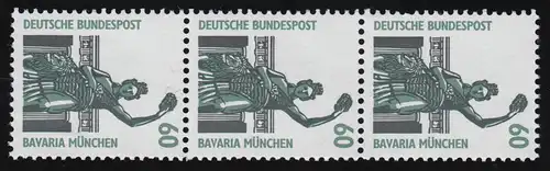 1341u SWK Gum jaune 60 Pf 500-Rolle, 3 bandes + n° **