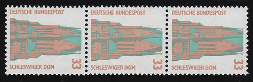 1399u SWK jaune gum. 33 Pf 1000er-Rolle, 3 bandes + n° **