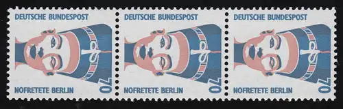 1374 SWK gelbe Gum. 70 Pf Nofretete, 3er-Streifen + Nr. **