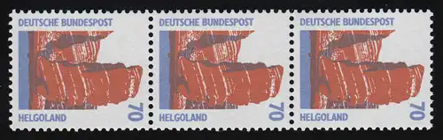 1469u SWK gelbe Gum. 70 Pf Helgoland, 3er-Streifen + Nr. **