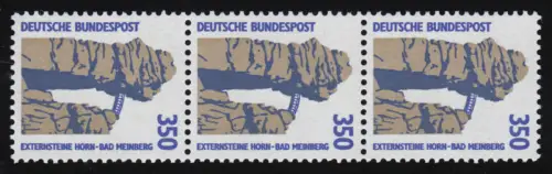 1407uI SWK gelbe Gum. 350 Pf, 3er-Streifen + Nr., postfrisch **