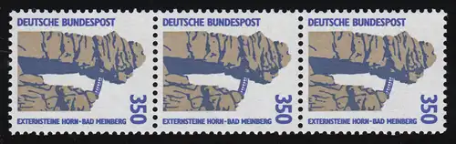 1407uI SWK gelbe Gum. 350 Pf, 3er-Streifen + Nr. **