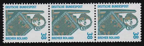 1400 SWK jaune gum. 38 Pf 1000er-Rolle, 3 bandes + n° **