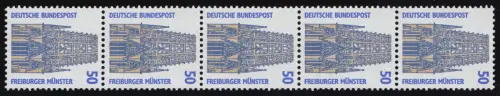 1340u SWK gelbe Gum. 50 Pf 500er-Rolle, 5er-Streifen + Nr. **