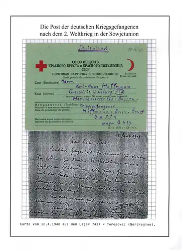 Poste de prisonniers de guerre Camp 7437 Tcherepowez URSS Creidlitz /Coburg 10.4.1948