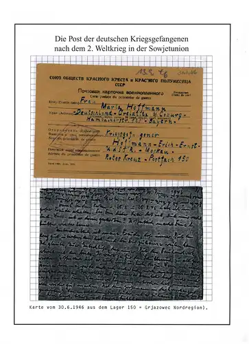 Poste de prisonniers de guerre Camp 150 Grjazovets URSS vers Credlitz /Coburg 30.6.1946