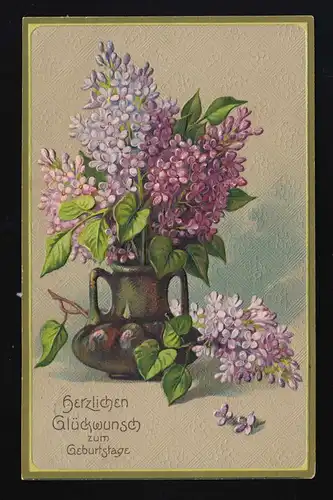 Une cruche pleine de lilas violettes, Félicitations, Leipzig 23.3.1911