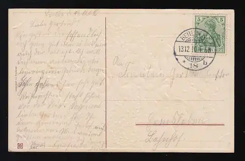 Panier de N'oubliez pas + Roses roses, Félicitations à Berlin 13.12.1910