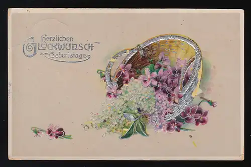 Panier de saule avec fleurs, Argent, Félicitations, Anniversaire, Hall (salle) 8.1.1917